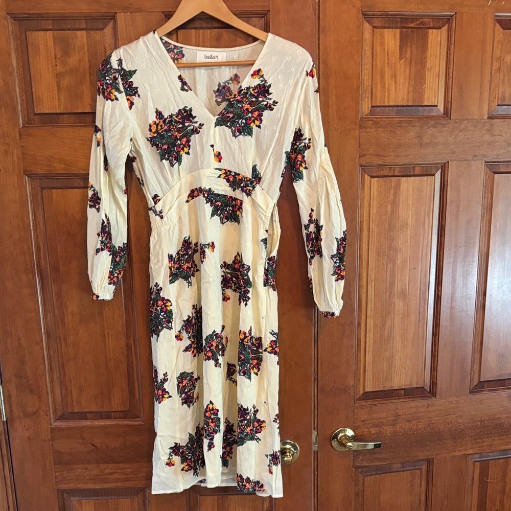 ba&sh Ivory Floral Long Sleeve Dress
